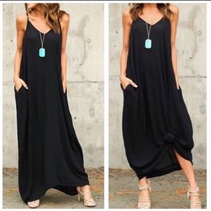 Black maxi cocoon dress with pockets - NWT